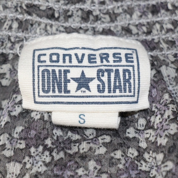 CONVERSE ONE STAR Gray & Cream Sheer Floral Top - Picture 7 of 7